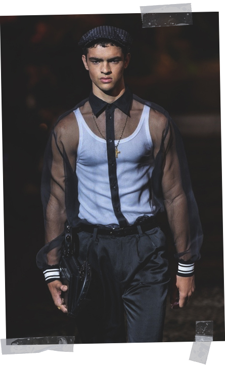 Dolce & Gabbana Menswear Sheer Model SS20 Black