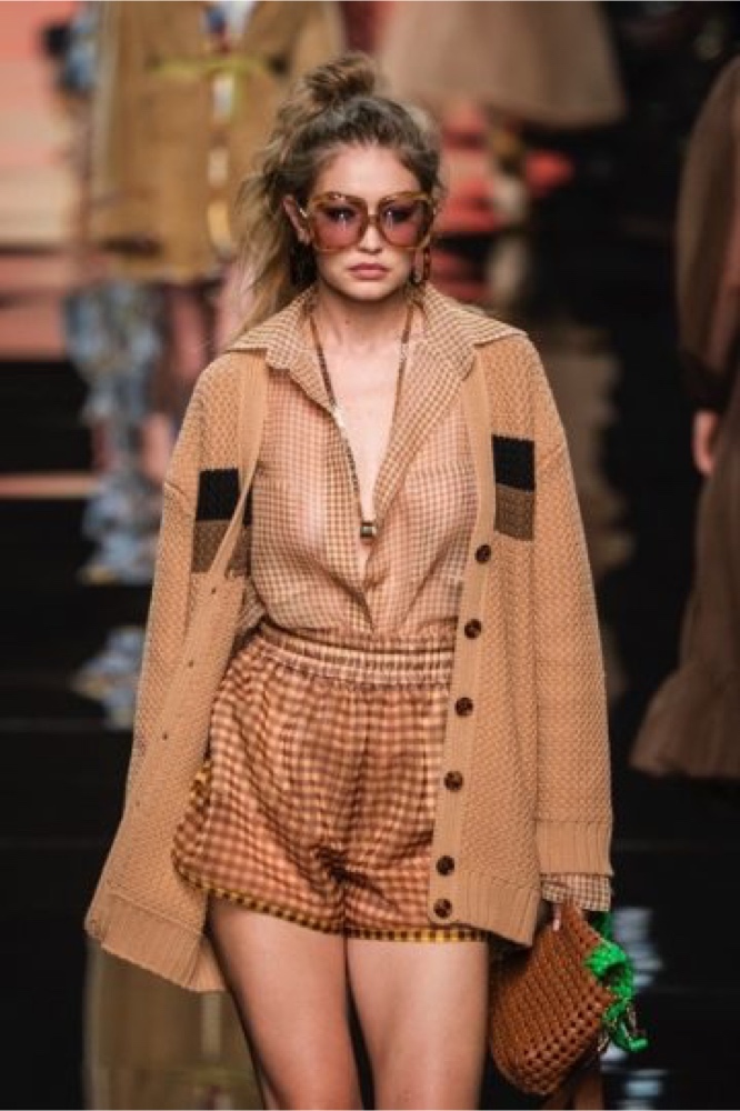 Gigi Hadid walking at the Fendi SS20 show