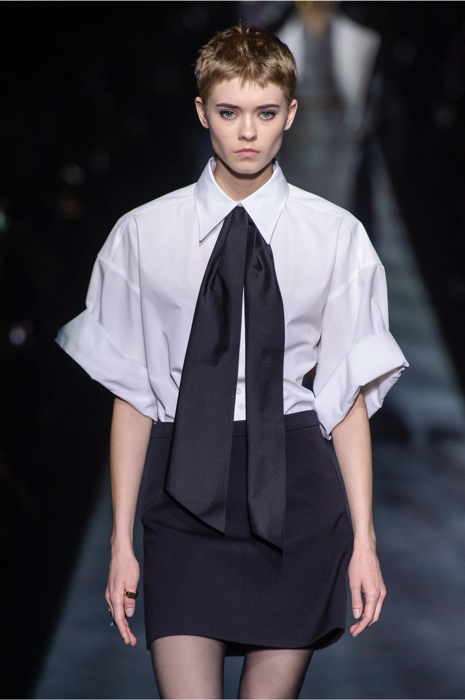 Givenchy AW19 Tie Neck Short Sleeve Shirt