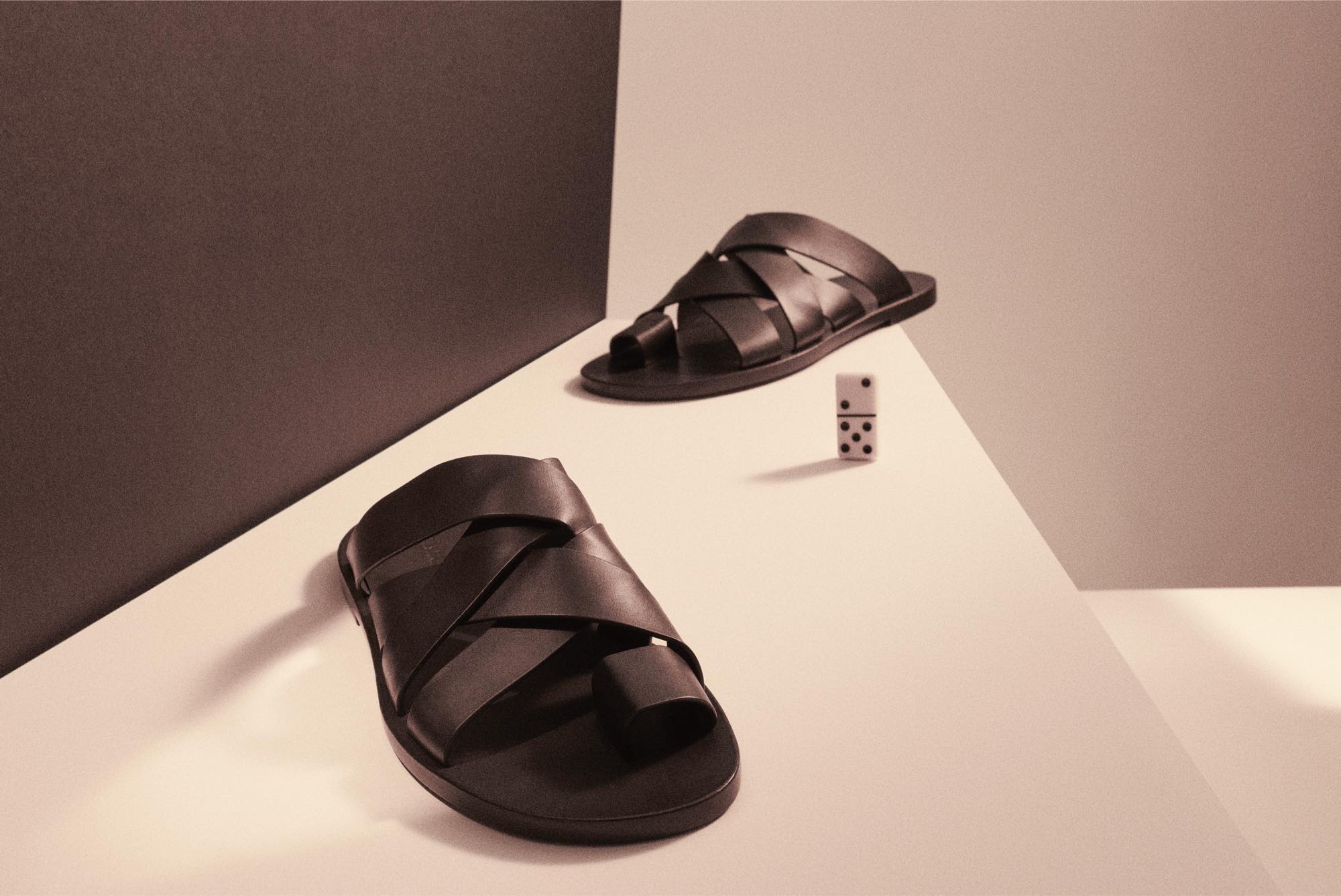 Jil Sander Black Crossover Strap Leather Sandals