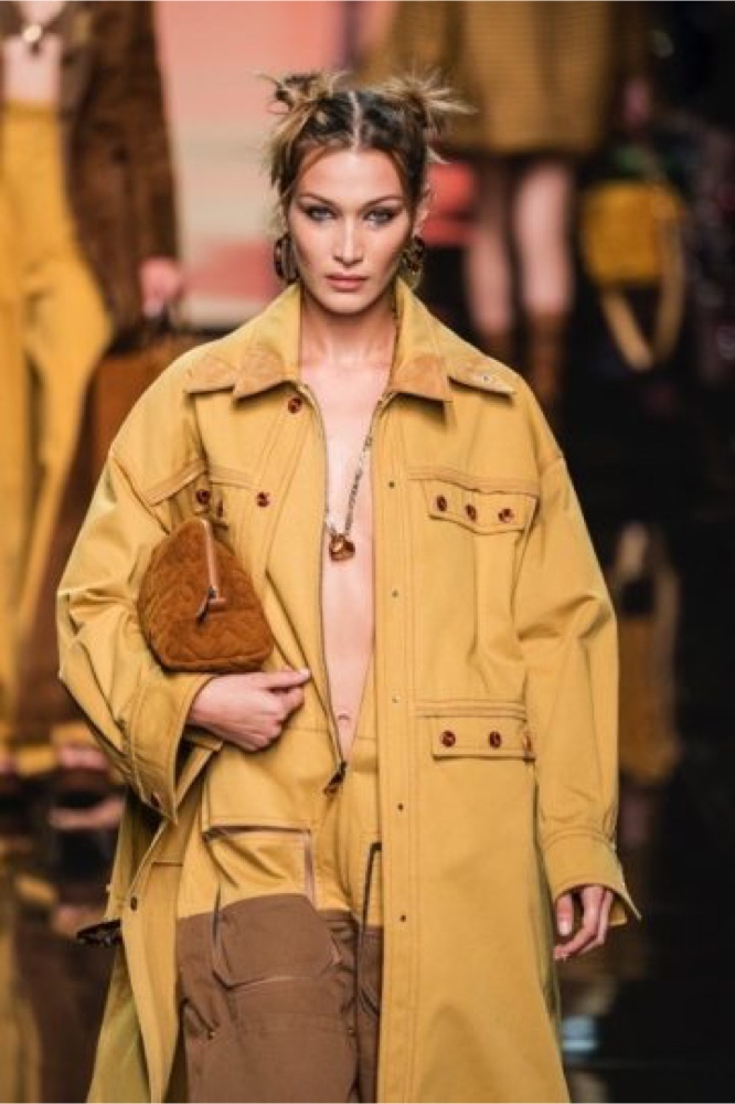 Bella Hadid walking at the Fendi SS20 show
