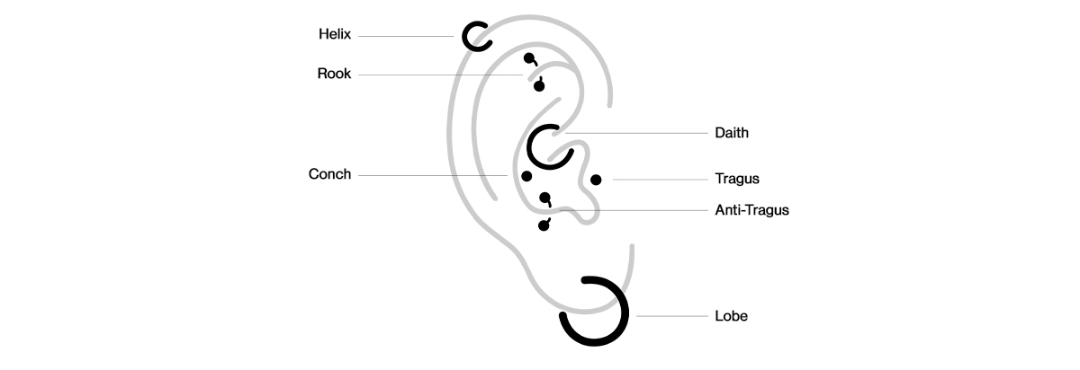 Ear Piercing Placements Diagram