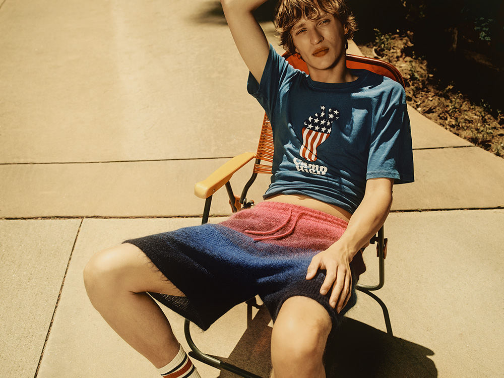 Dream State - Top by CAMP HIGH, shorts by CHARLES JEFFREY LOVERBOY (coming soon), sneakers by AUTRY (coming soon)