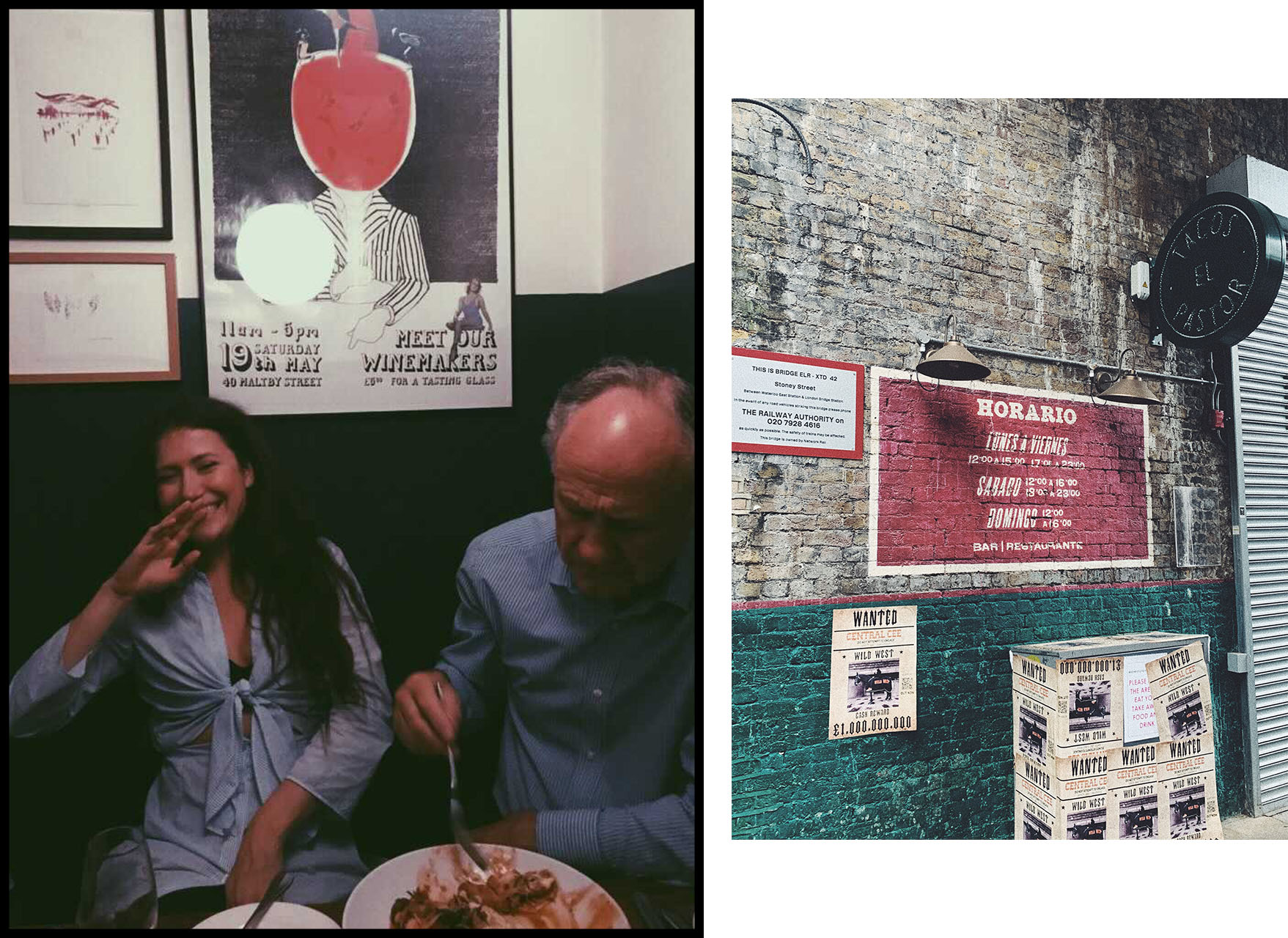 “At Duck Soup in Soho with my dad - it's our favourite spot.”
