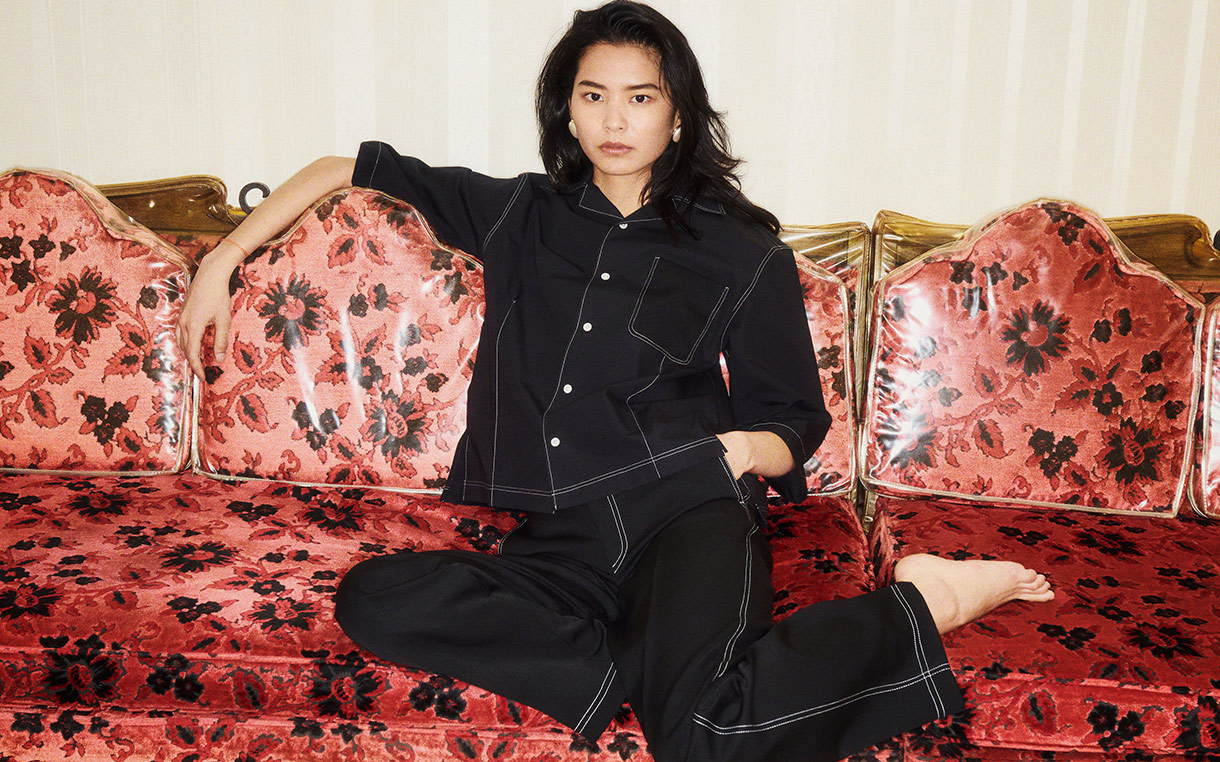 Model wearing Commission SS21 Collection